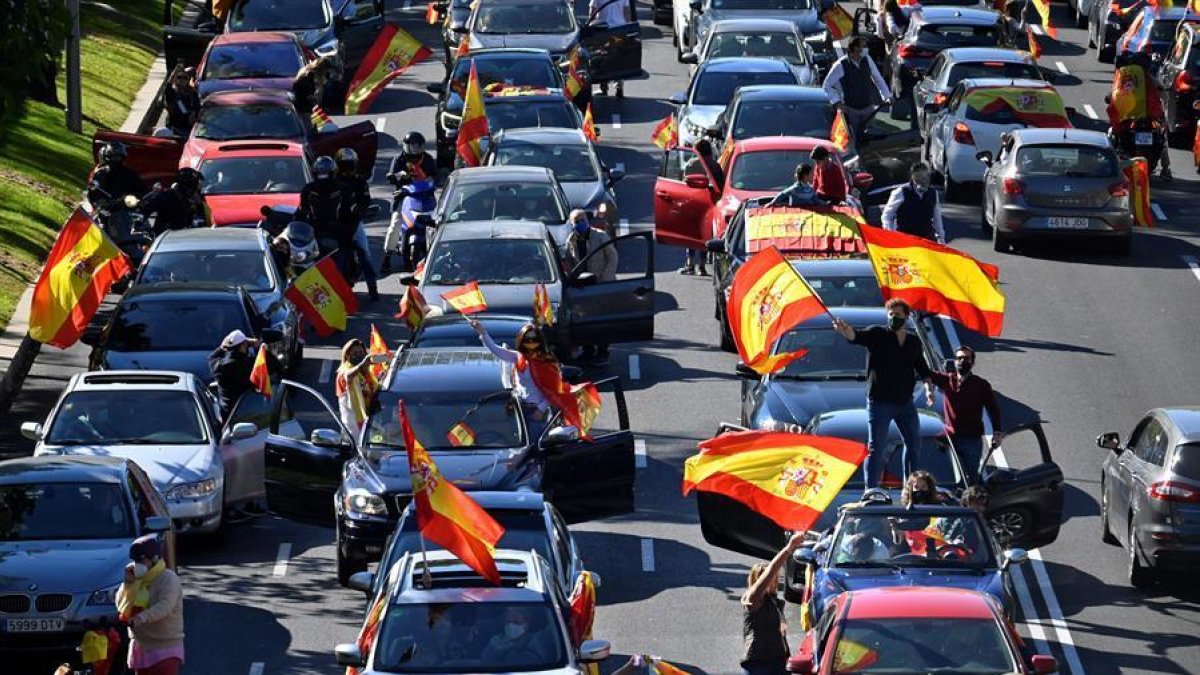 Concentració al Paseo de la Castellana, a Madrid.