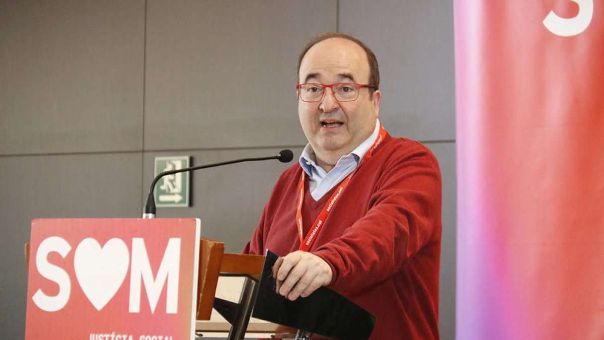 El primer secretario del PSC, Miquel Iceta, en un acto del partido el 29 de febrero de 2020.