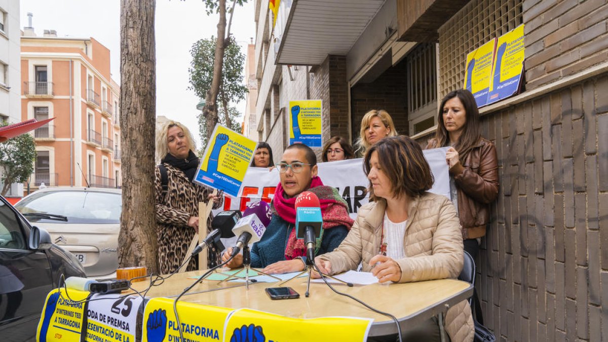 Representantes de las TEEI en Tarragona durante la rueda de prensa de ayer en Tarragona.