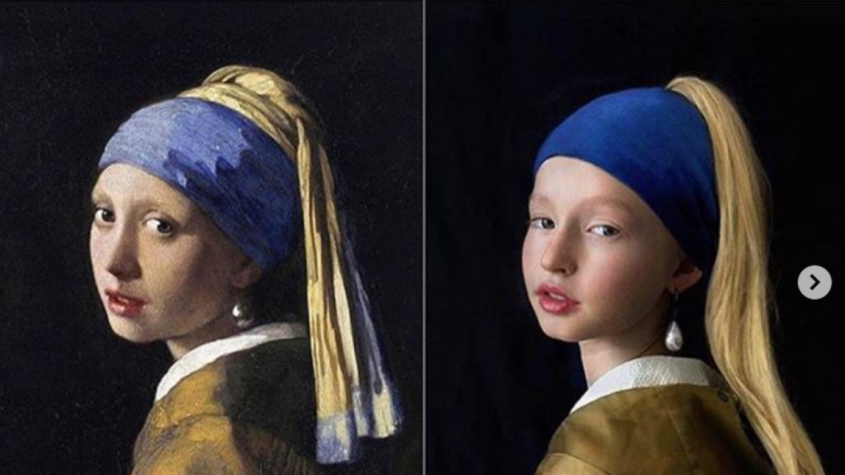 La joven de la perla de Vermeer es uno de los cuadros más replicados en este reto.