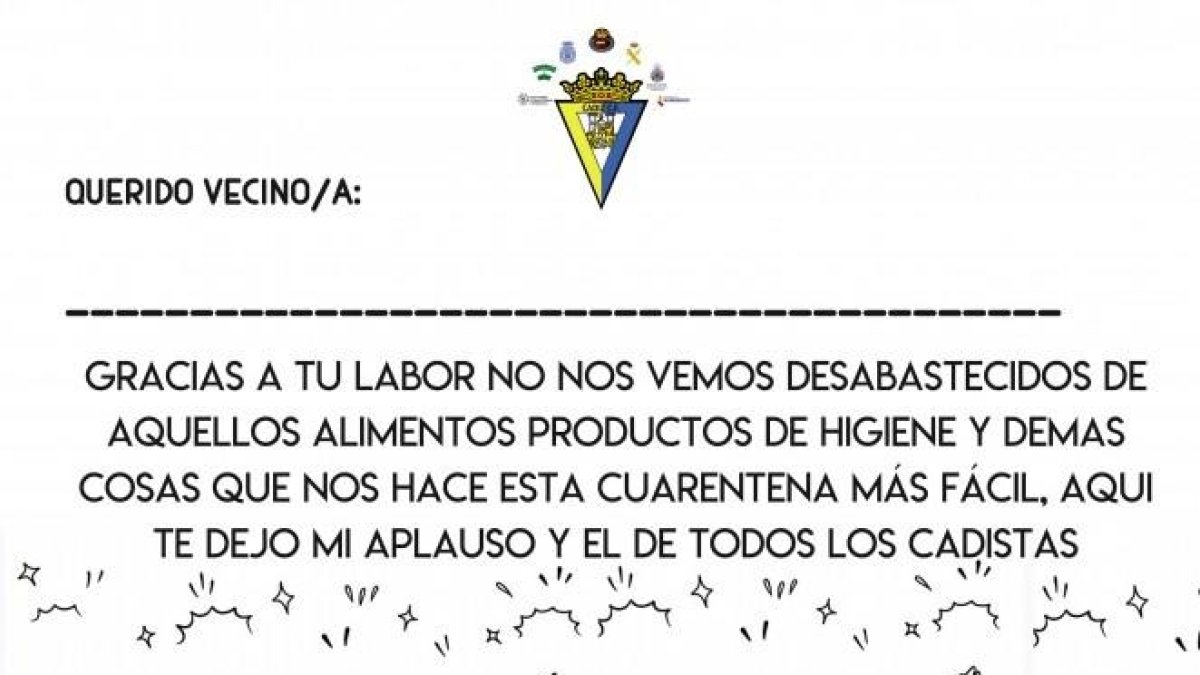 Una de las plantillas va dedicadas a los que suministran alimentos y productos necesarios.