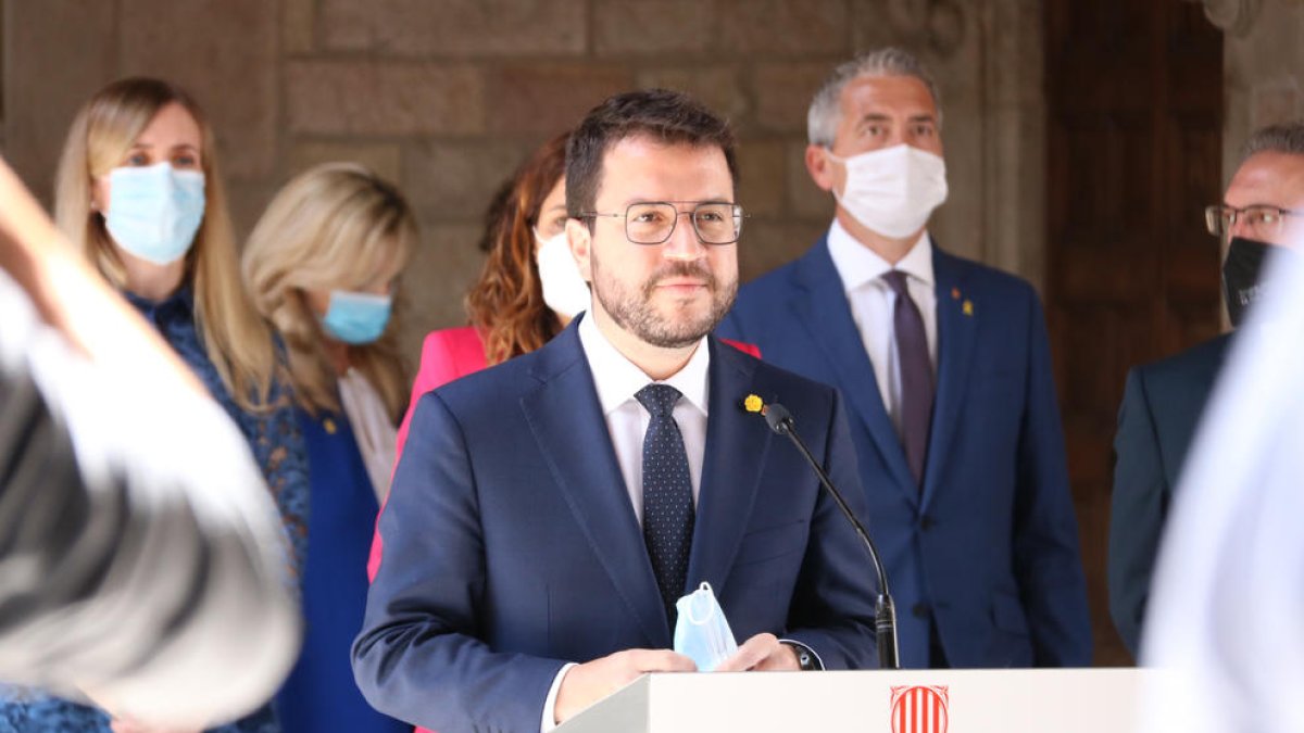 El presidente Aragonès después del primer Consel Executiu del nuevo Govern de la Generalitat.