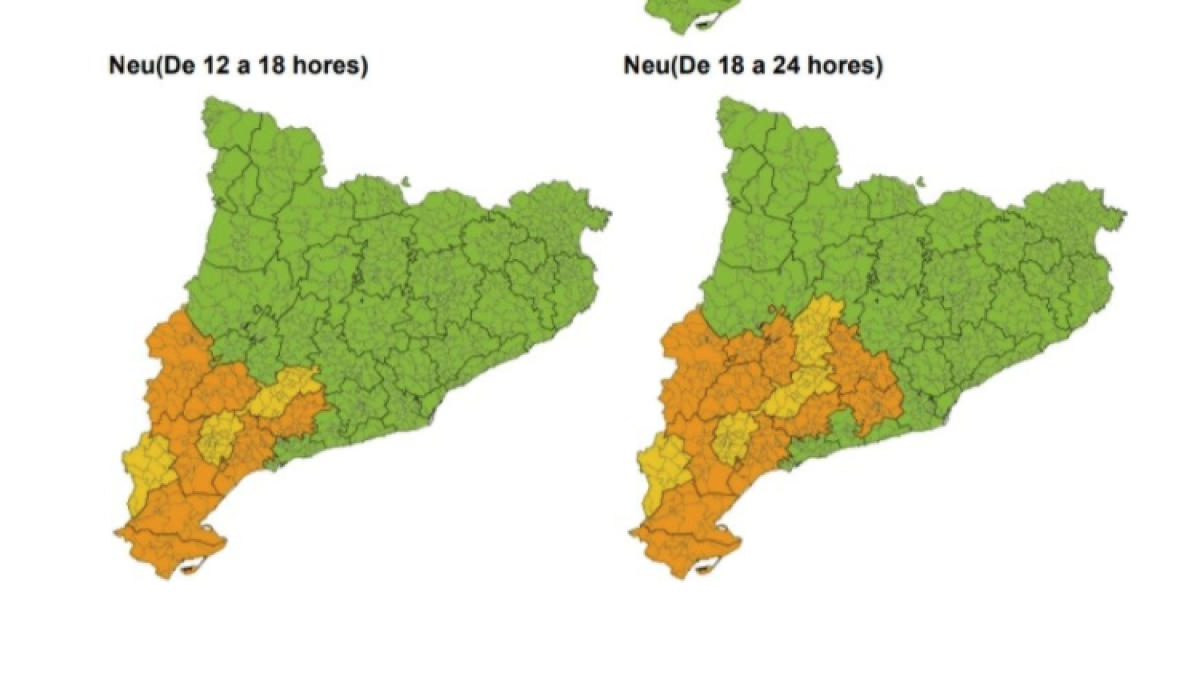 El Meteocat prevé nevadas en la mitad sur de Cataluña este jueves.