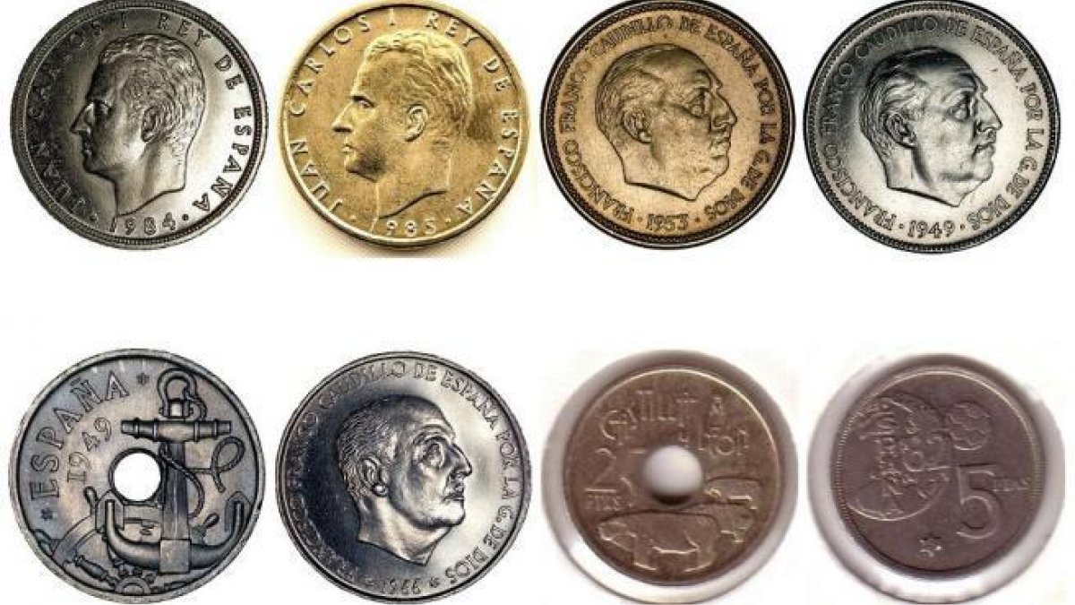 Imagen de archivo de las pesetas con más valor.