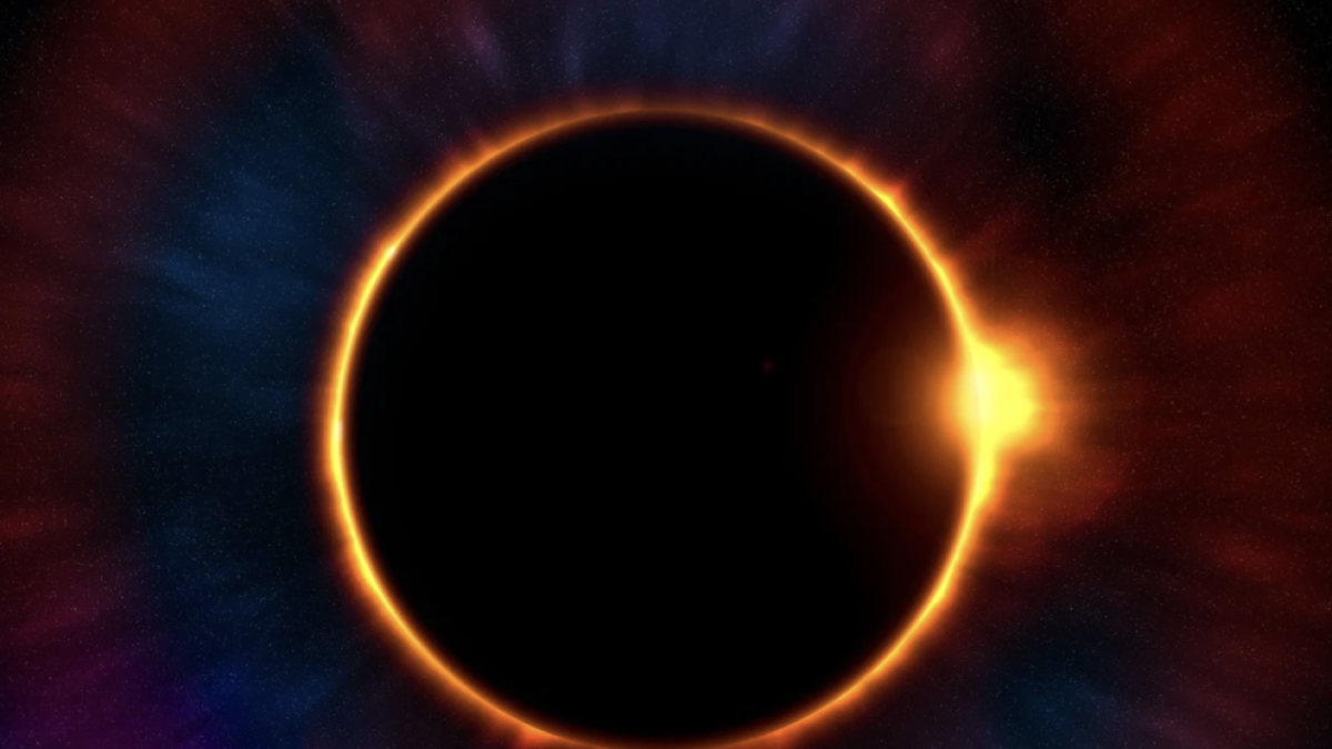 Imagen de archivo de un eclipse solar completo.