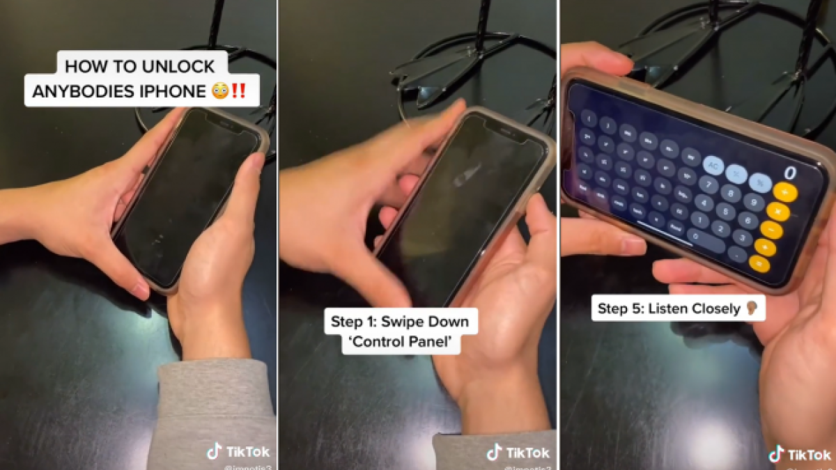 Captures de pantalla del vídeo que mostra un truc per a desbloquejar un iPhone.