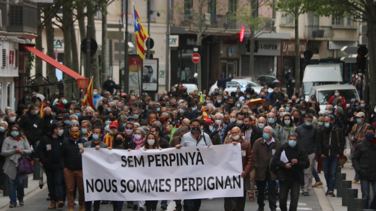 La manifestación que ha transcurrido por las calles de Perpiñán este sábado.