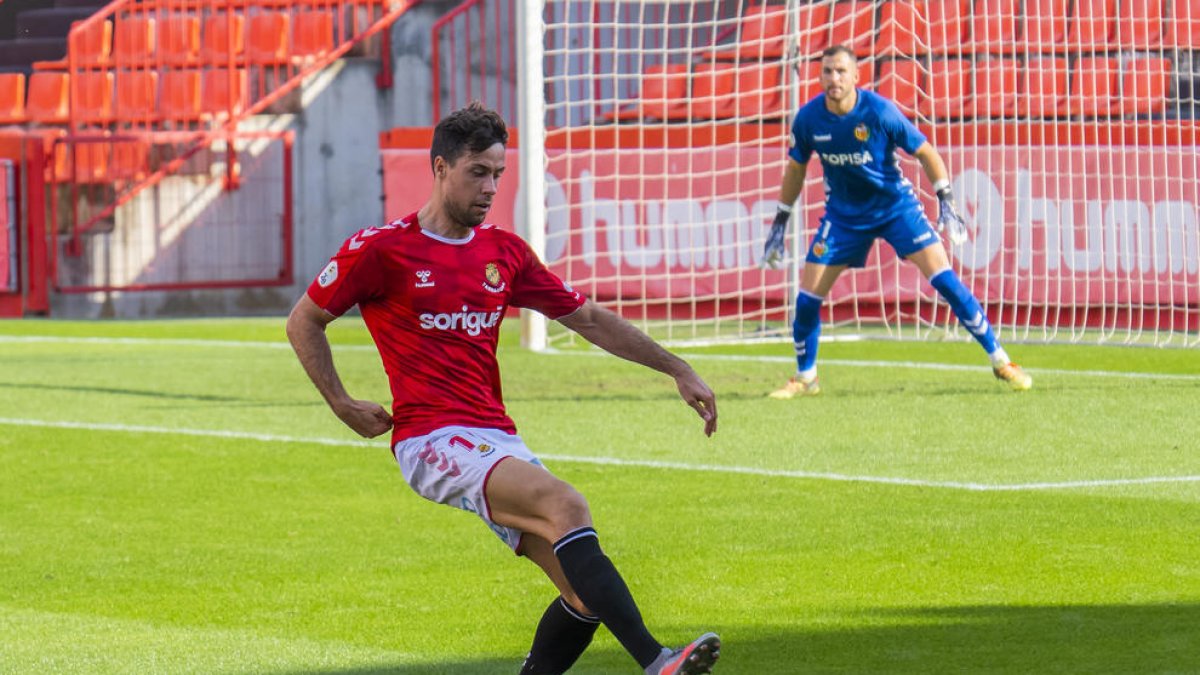 Pedro Martín, durante el Nàstic-L'Hospitalet.