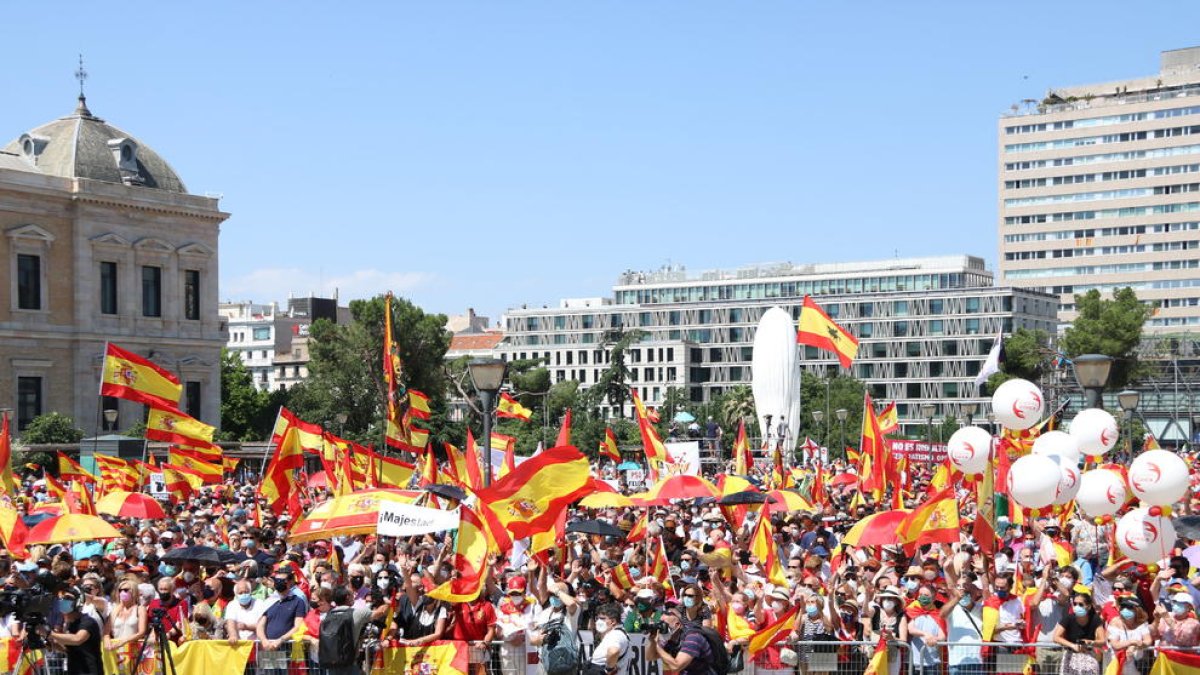 La plaça Colón durant la manifestació contra els indults