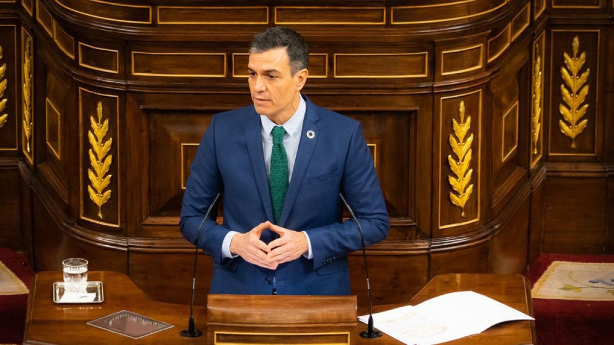 El presidente español, Pedro Sánchez, en el Congreso.