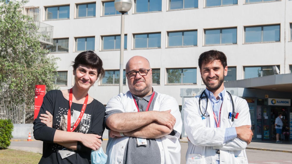 Imagen de Marta Tajes, Josep Comín y Carles Díez, investigadores del grupo BIOHEART.