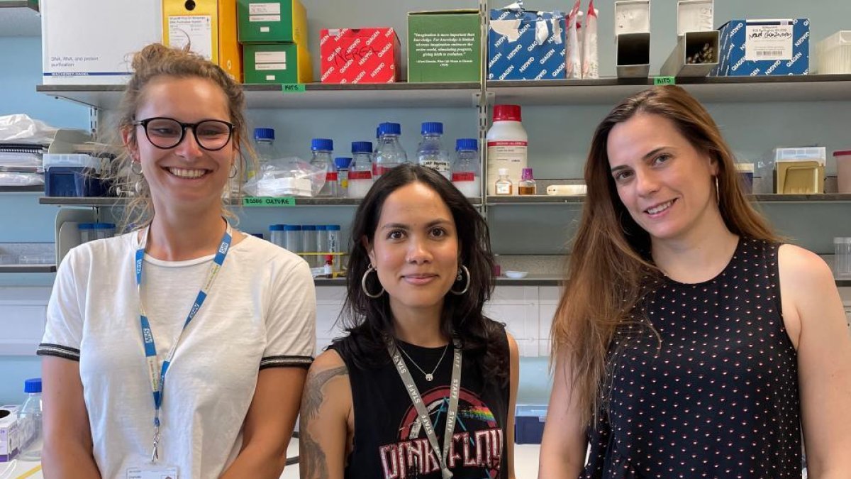 Charlotte Lefèvre, Liliana Echavarría y Nerea Irigoyen, participants a la investigació.