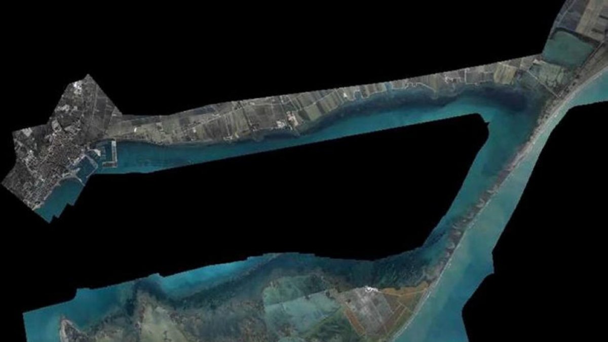 Imatge aèria del visor que ha habilitat l'ICGC sobre els danys de la borrasca Filomena al Delta de l'Ebre.