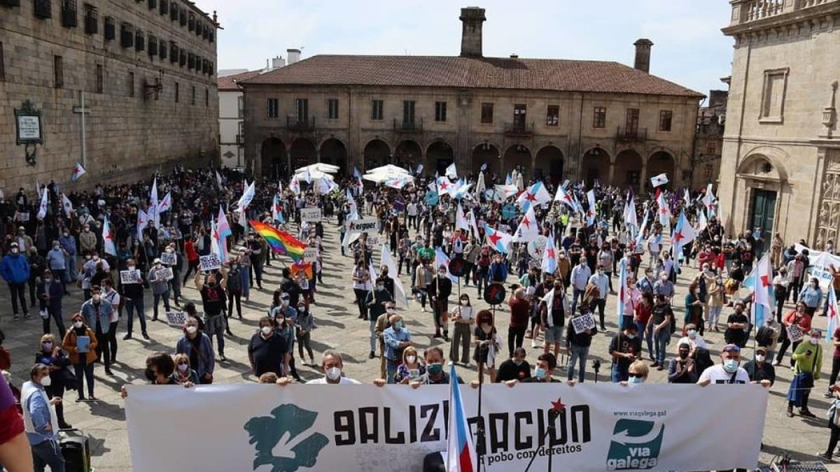 Imagen del final de la manifestación en defensa de la autodeterminación de Galicia.