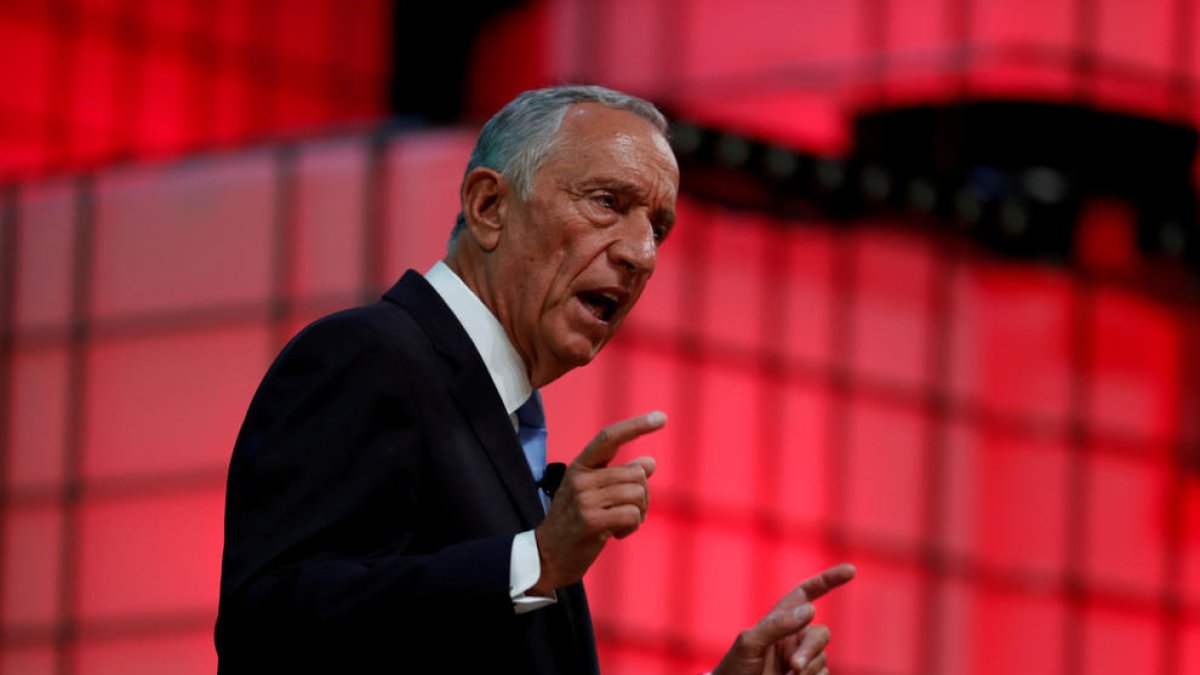 El president de Portugal i candidat a la reelecció, Marcelo Rebelo de Sousa, durant un discurs a Lisboa.