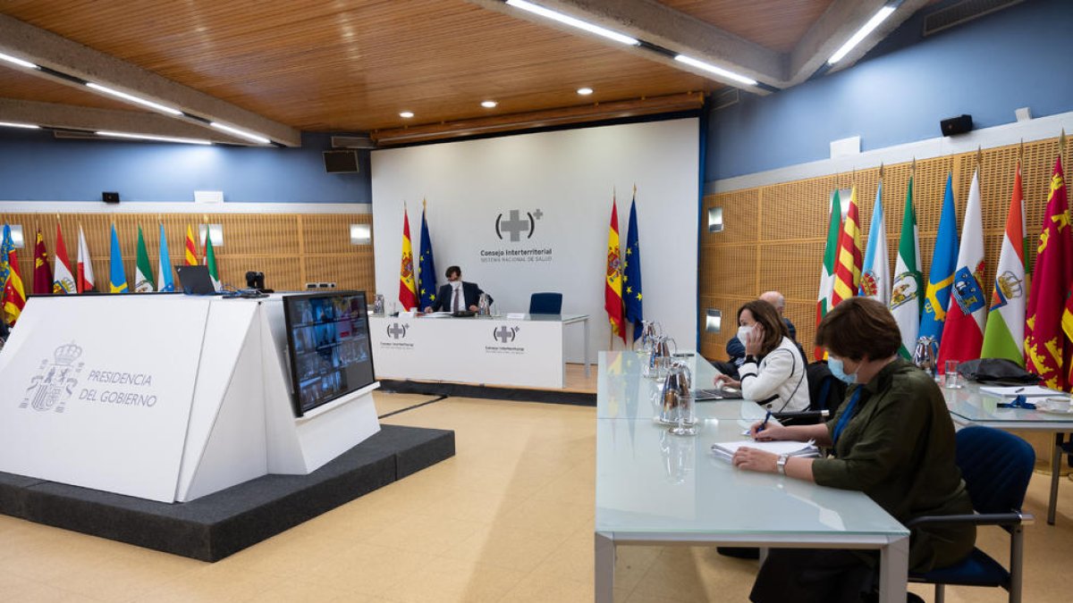 Pla general de la reunió telemàtica del Consell Interterritorial de Salut.