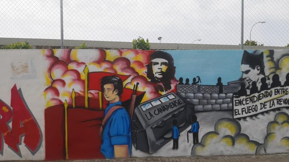 El mural compta amb referents d'esquerres i la classe obrera.