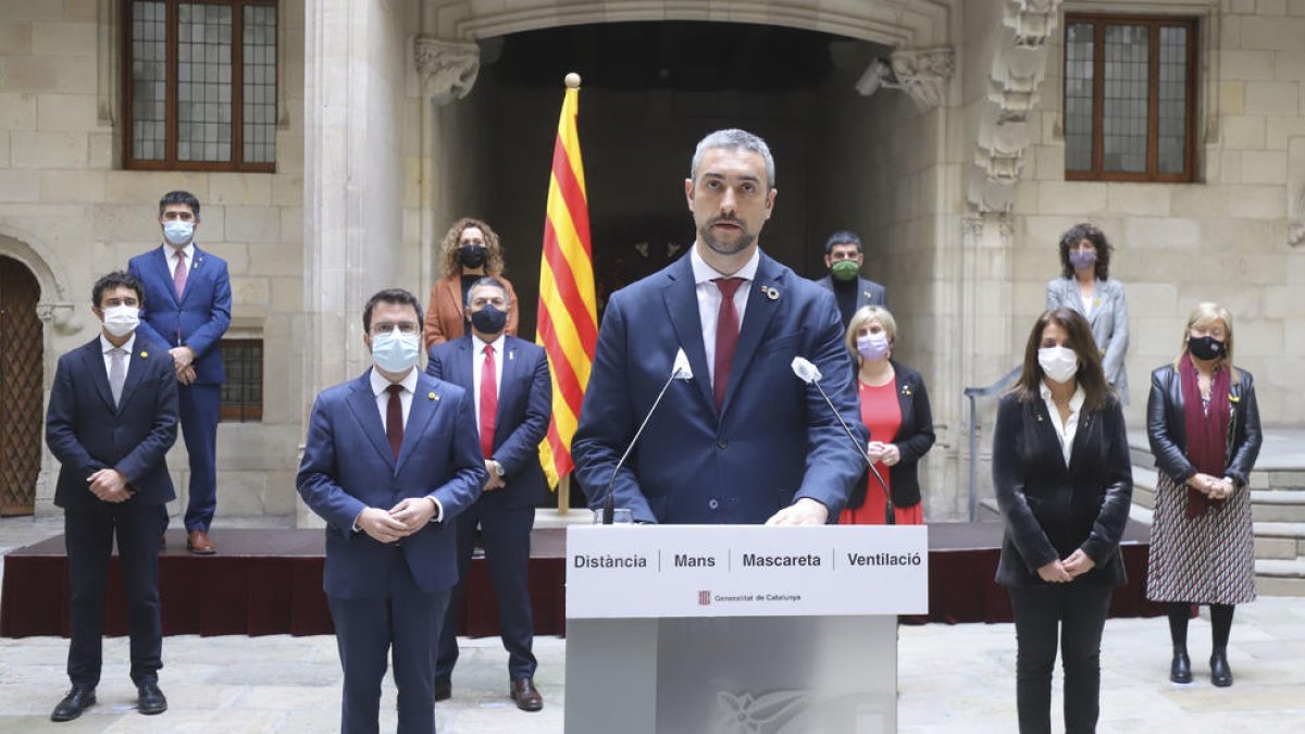 El conseller Bernat Solé, en comparecencia en el Palau de la Generalitat