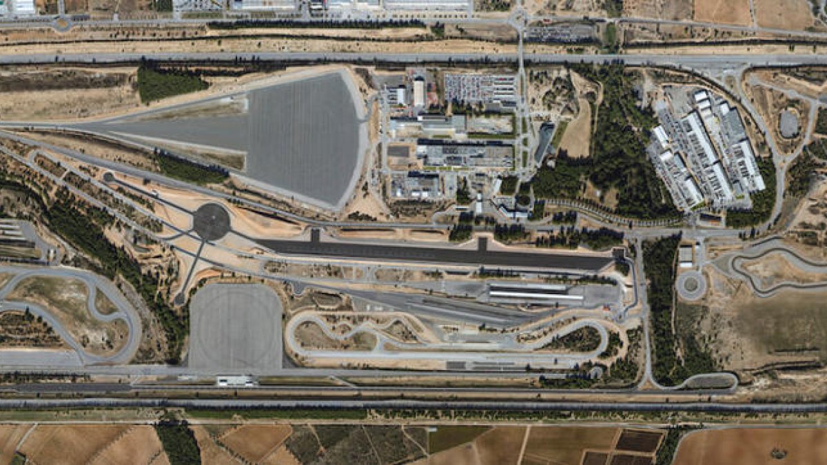 Vista aèria dell circuit de l'empresa Idiada a la Bisbal del Pênedès.