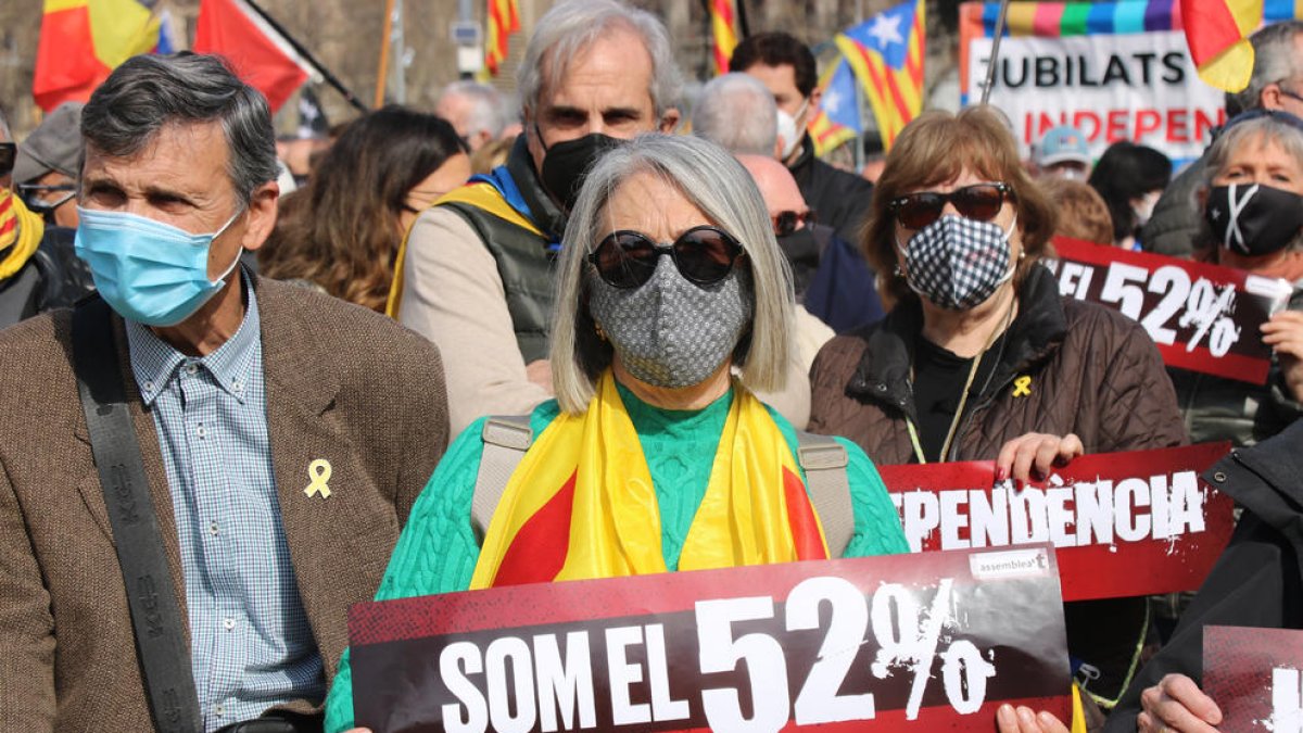Concentració convocada per l'ANC a plaça Catalunya de Barcelona.