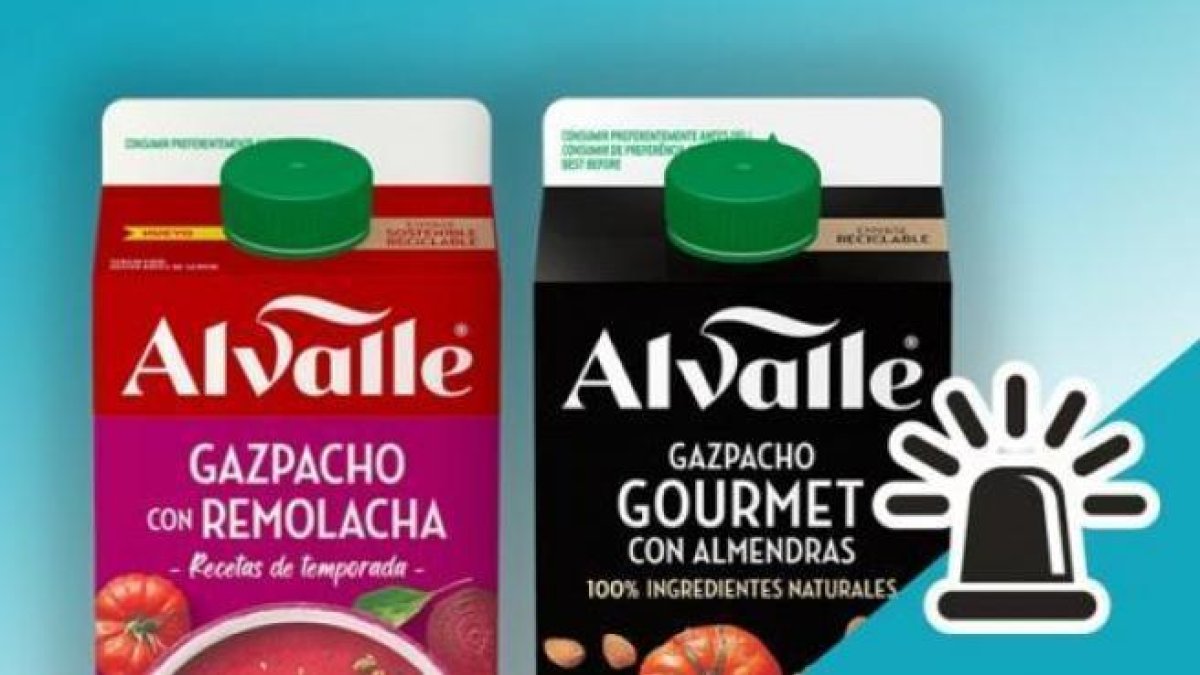 Envases de gazpacho Alvalle.