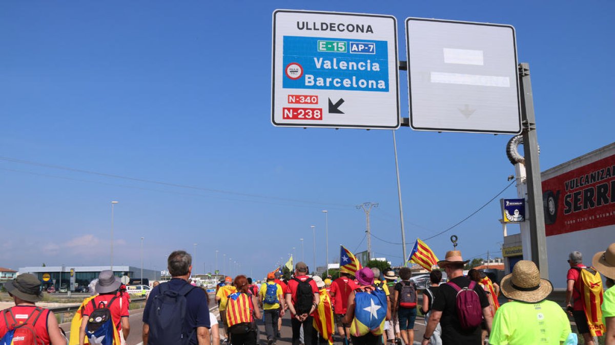 Els manifestants participant en la Marxa Centre.