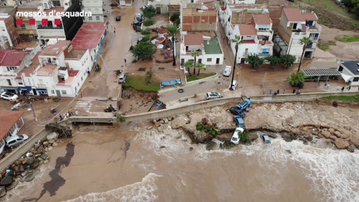 Imagen de dron de los destrozos del aguacero en Alcanar.