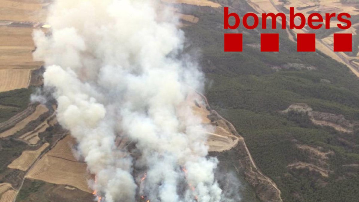 Gran plano general picado del incendio de Alfarràs.