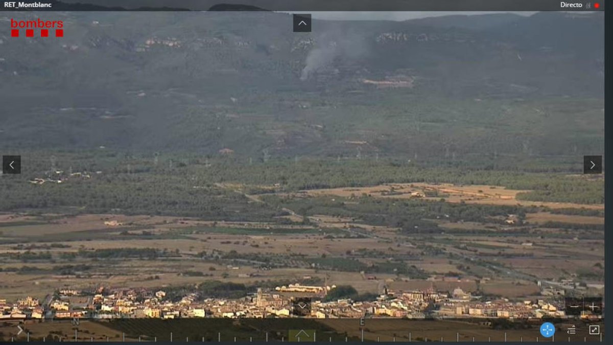 Imagen de la cámara que ha detectado el fuego desde Montblanc.