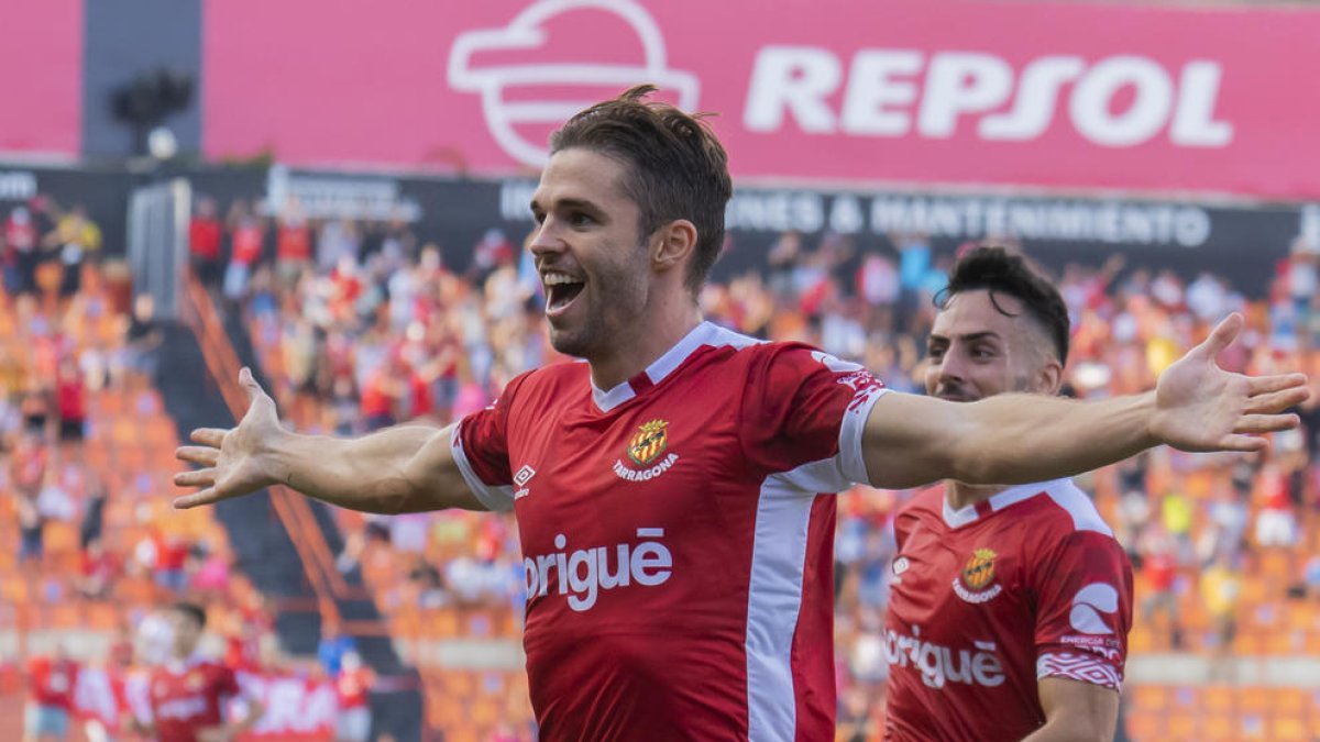 Fran Carbia, después de marcar el gol contra el Barça B.