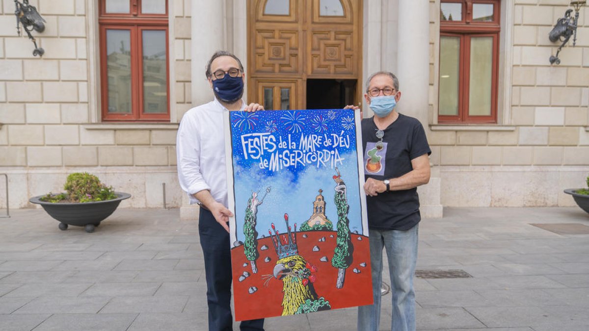 Daniel Recasens i l'autor del cartell de les Festes de Misericòrdia d'enguany, Marc Pérez Olivan.