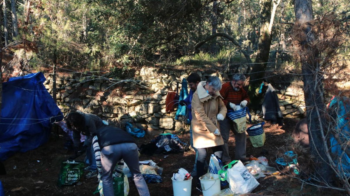Acció de neteja d'un dels sis campaments de les plantacions de marihuana desmantellades a Mont-ral