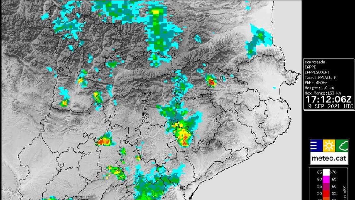 Mapa del radar meteorològic del Meteocat.