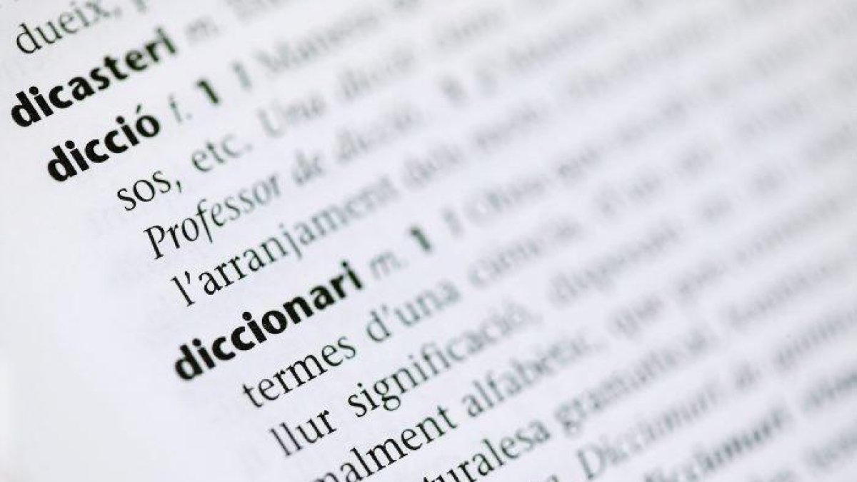 Interior de un diccionario en catalán.