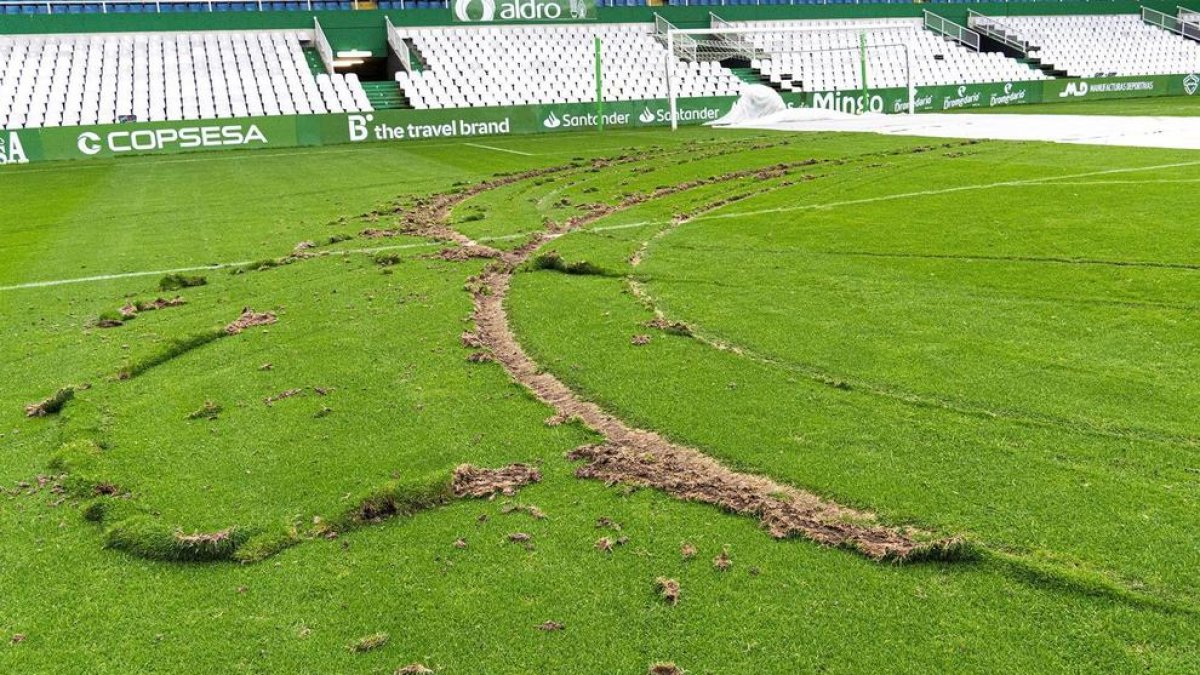 Imatge de la zona del camp afectada per l'acte vandàlic.