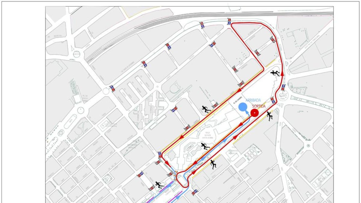 Plano de las afectaciones al tráfico por la carrera de Sant Silvestre.