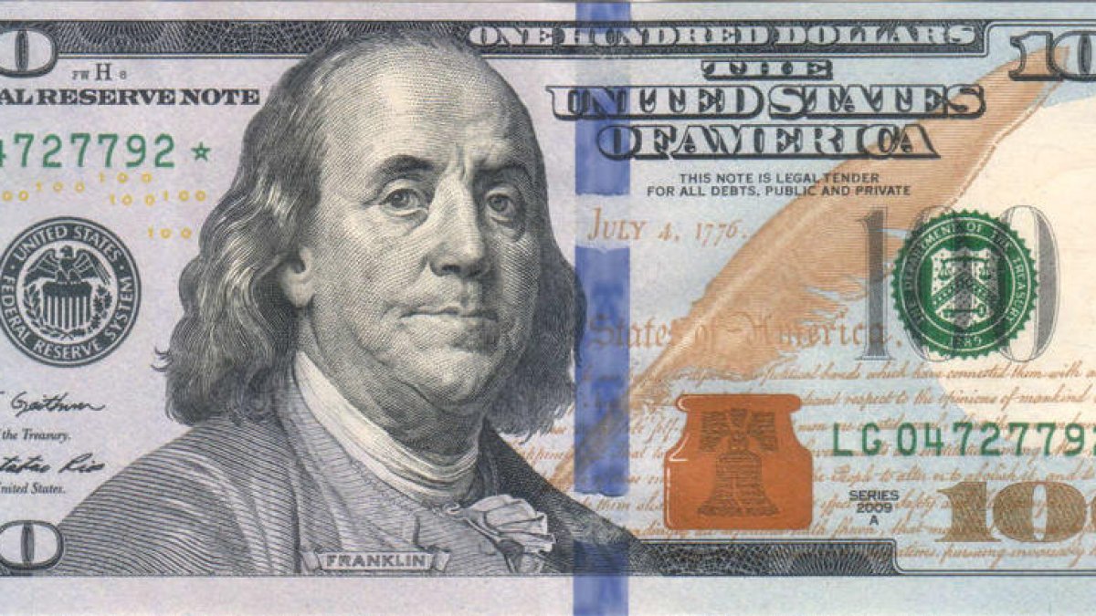 Imagen de un billete de 100 dólares.