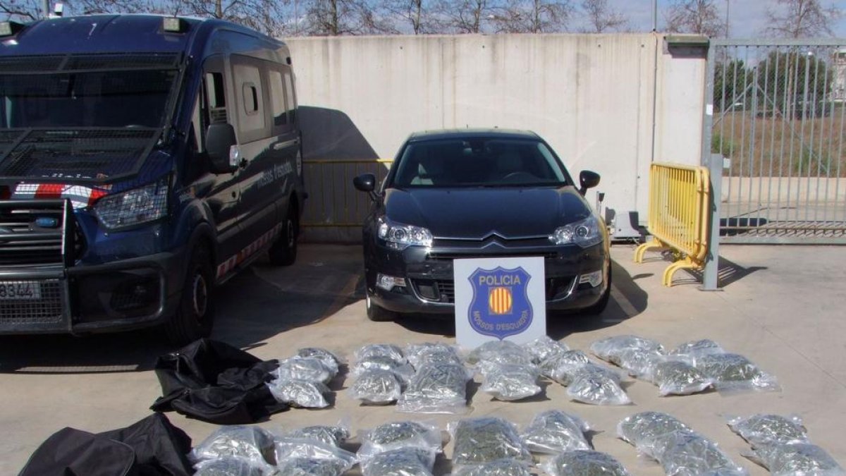 40 paquets de cabdells de marihuana localitzats a l'interior d'un vehicle intervingut pels Mossos d'Esquadra a Vila-seca.