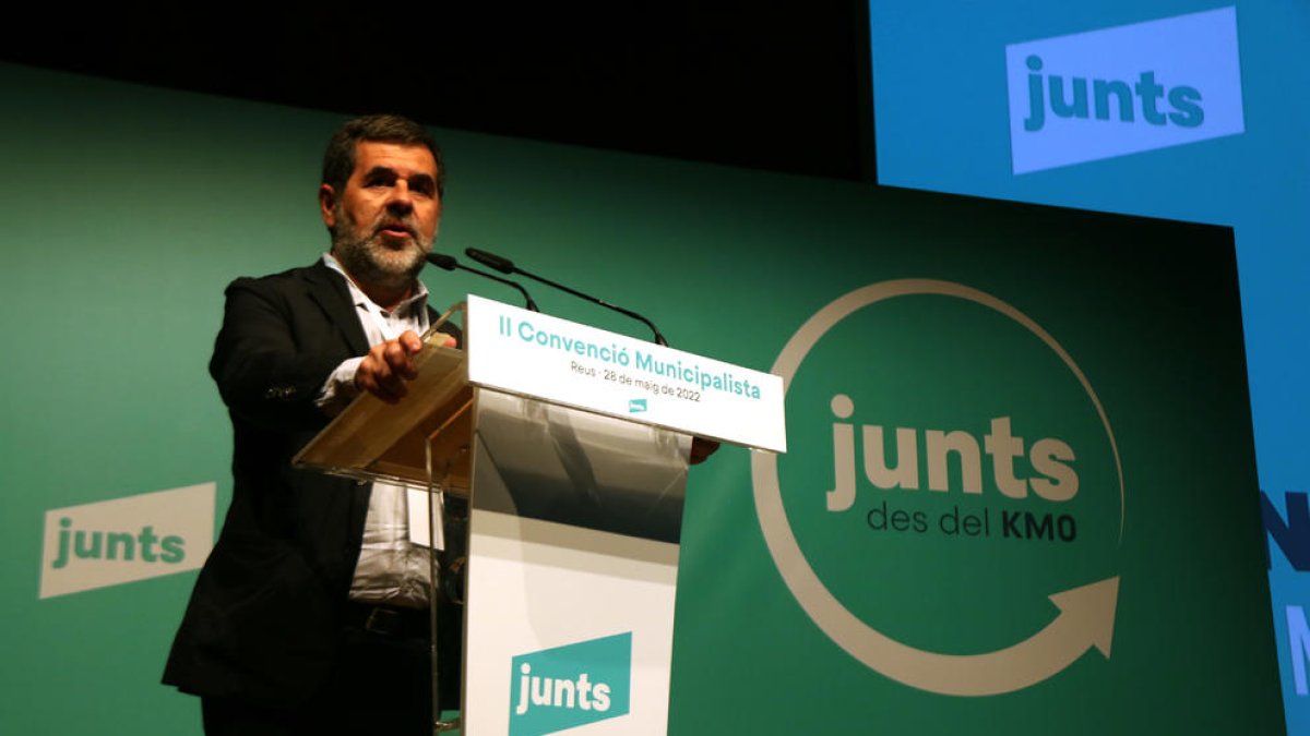 Jordi Sánchez, durante su intervención en el congreso celebrado en Reus.