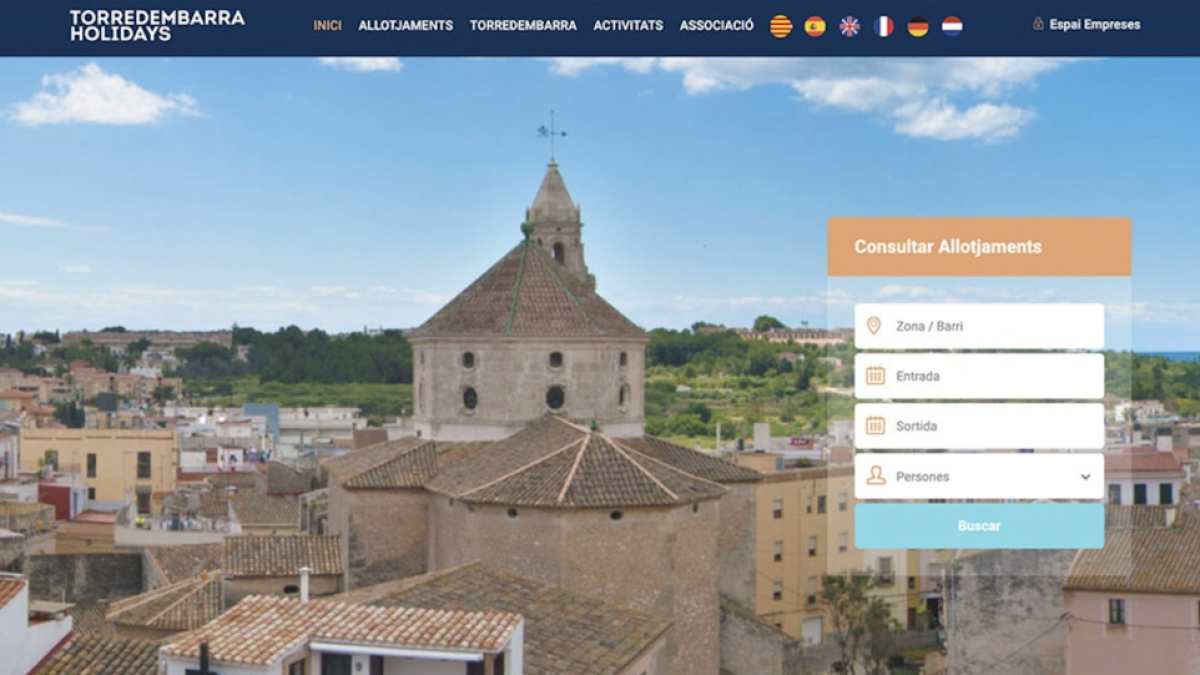 Imatge del portal web que aglutina l'oferta d'allotjament turístic de Torredembarra.