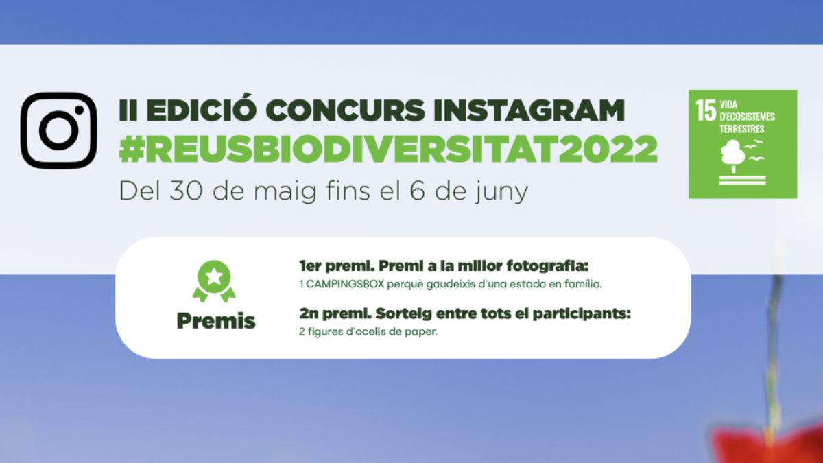 Cartell de promoció de la II edició del Concurs Fotogràfic #ReusBiodiversitat2022.