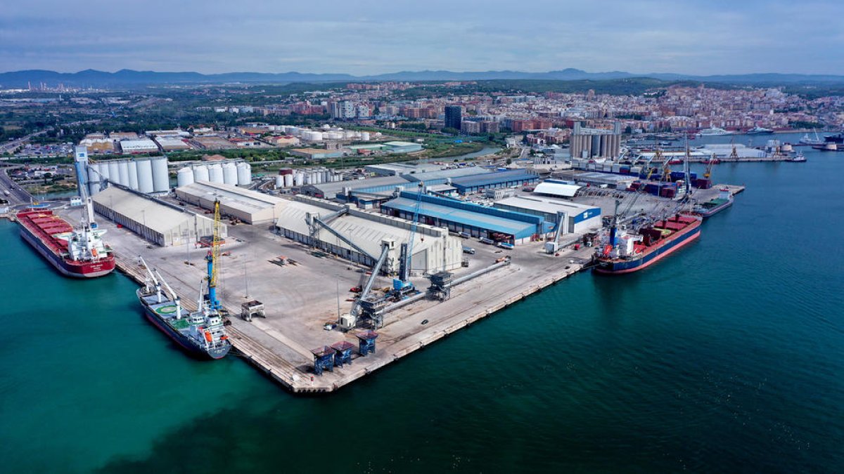 Imatge dels vaixells descarregant al Port de Tarragona.