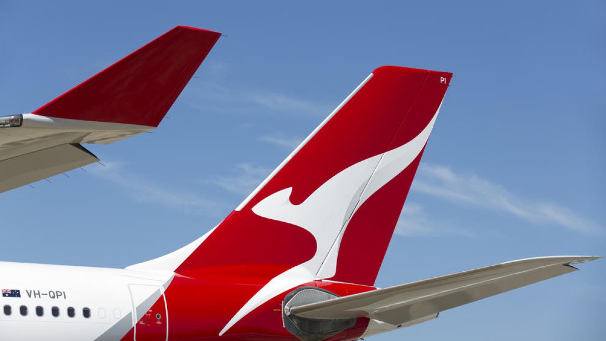 Imatge de la cua d'un dels avions de la companyia australiana Qantas.