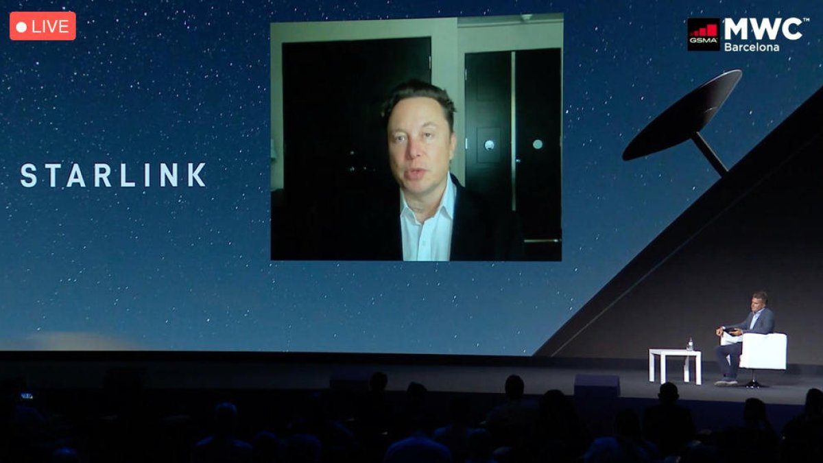 Intervenció telemàtica d'Elon Musk al MWC 2021, el 29 de juny del 2021.