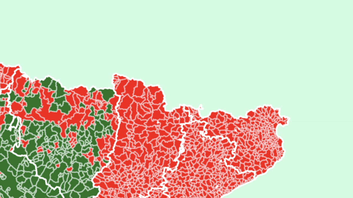 Imatge del mapa de Electomania que demostra el NO de Tarragona a defensar Espanya.