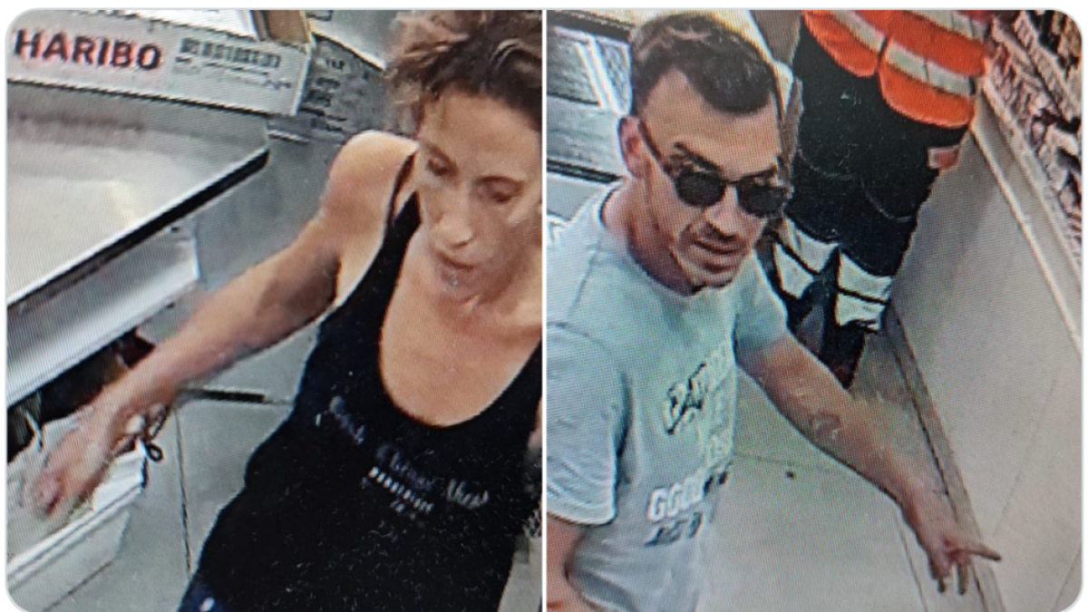 Imatges de la parella captades durant l'atracament a una benzinera.