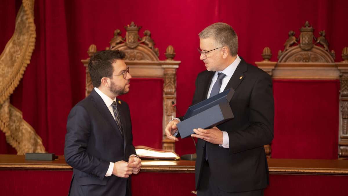 L'alcalde de Tarragona, Pau Ricomà, amb el president de la Generalitat, Pere Aragonés.