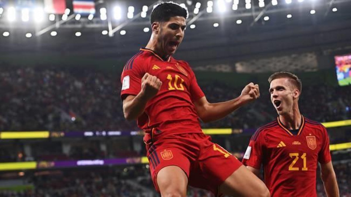 Marco Asensio al primer partit d'Espanya al Mundial de Qatar 2022.