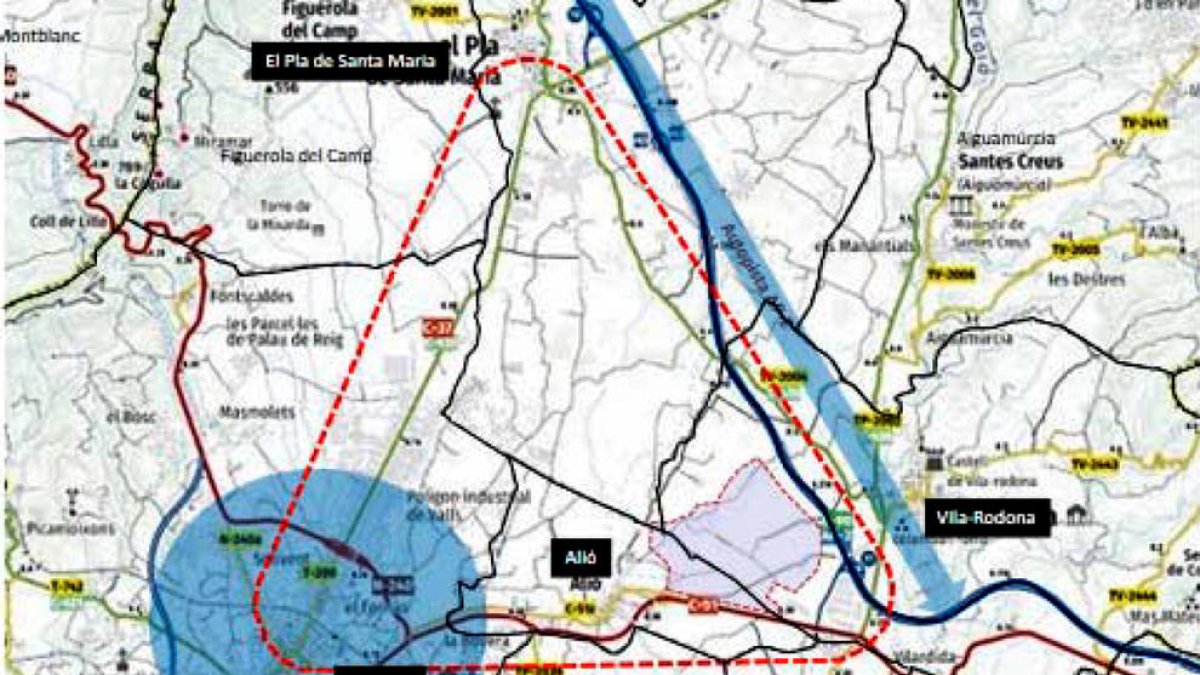 El nou polígon industrial de Tarragona afectarà als termes municipals de Valls, el Pla de Santa Maria, Vila-rodona i Alió.