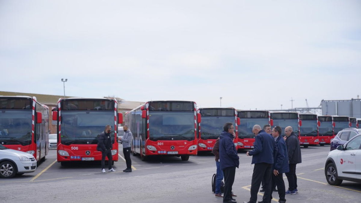 Imatge de les cotxeres d'autobusos de l'EMT durant la vaga del dia d'ahir.